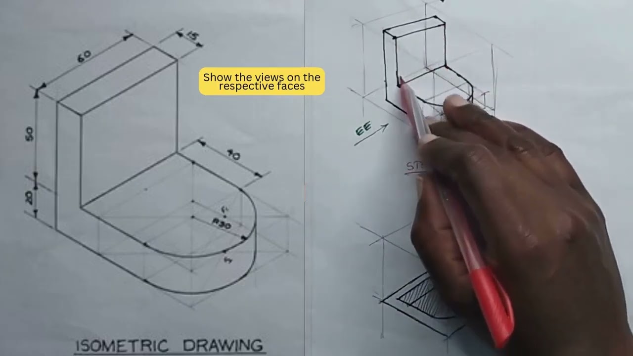 Lesson 6  First Angle Orthographic Projection #orthographicprojection #engineeringdrawing