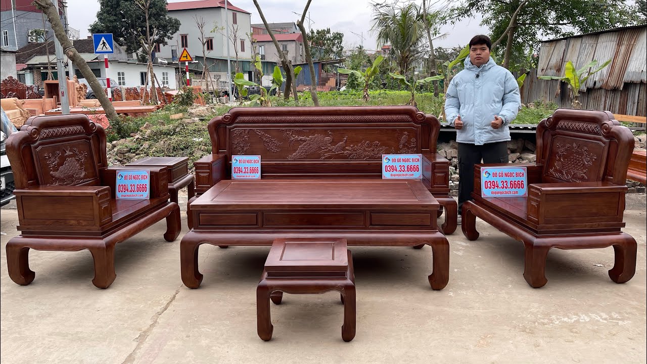 Bàn ghế Triện Tranh tích Phu Thê Viên Mãn