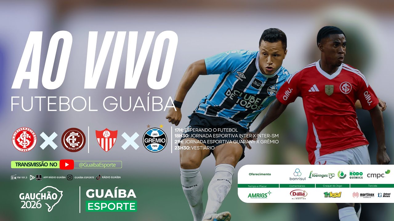 AO VIVO: INTER X INTER/SM | GUARANY X GRÊMIO | CAMPEONATO GAÚCHO | FUTEBOL GUAÍBA
