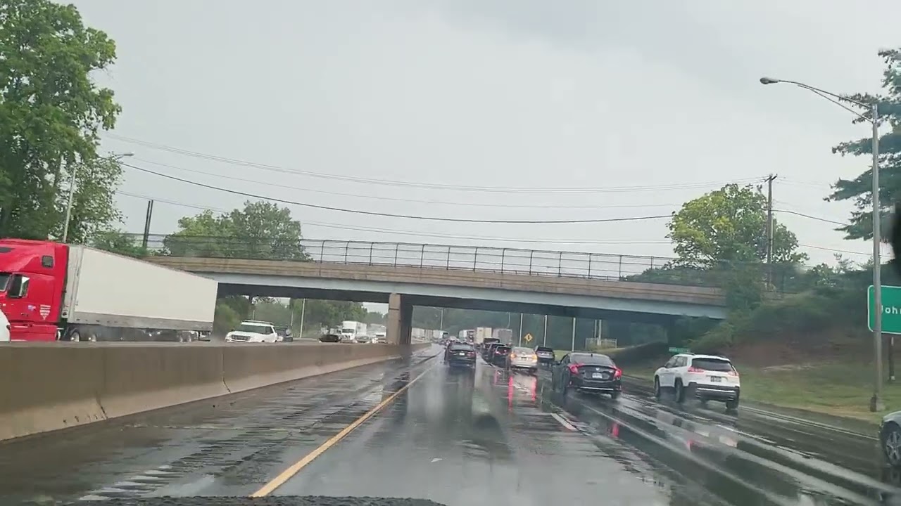 Heavy Rain causing traffic and delays by Greenwich, Connecticut