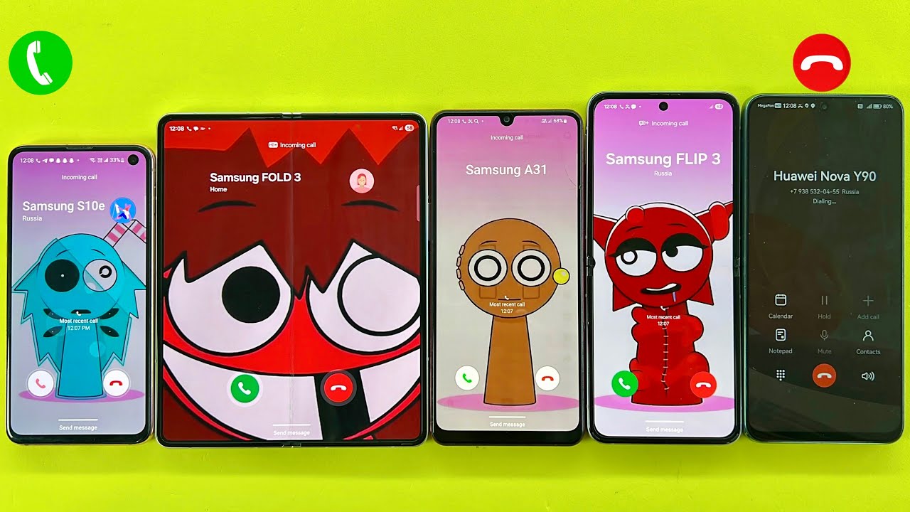HUAWEI Y90 Calling on Samsung Galaxy ZFold3, ZFlip3, S10e, A31 | Incoming Calls SPRUNKI 