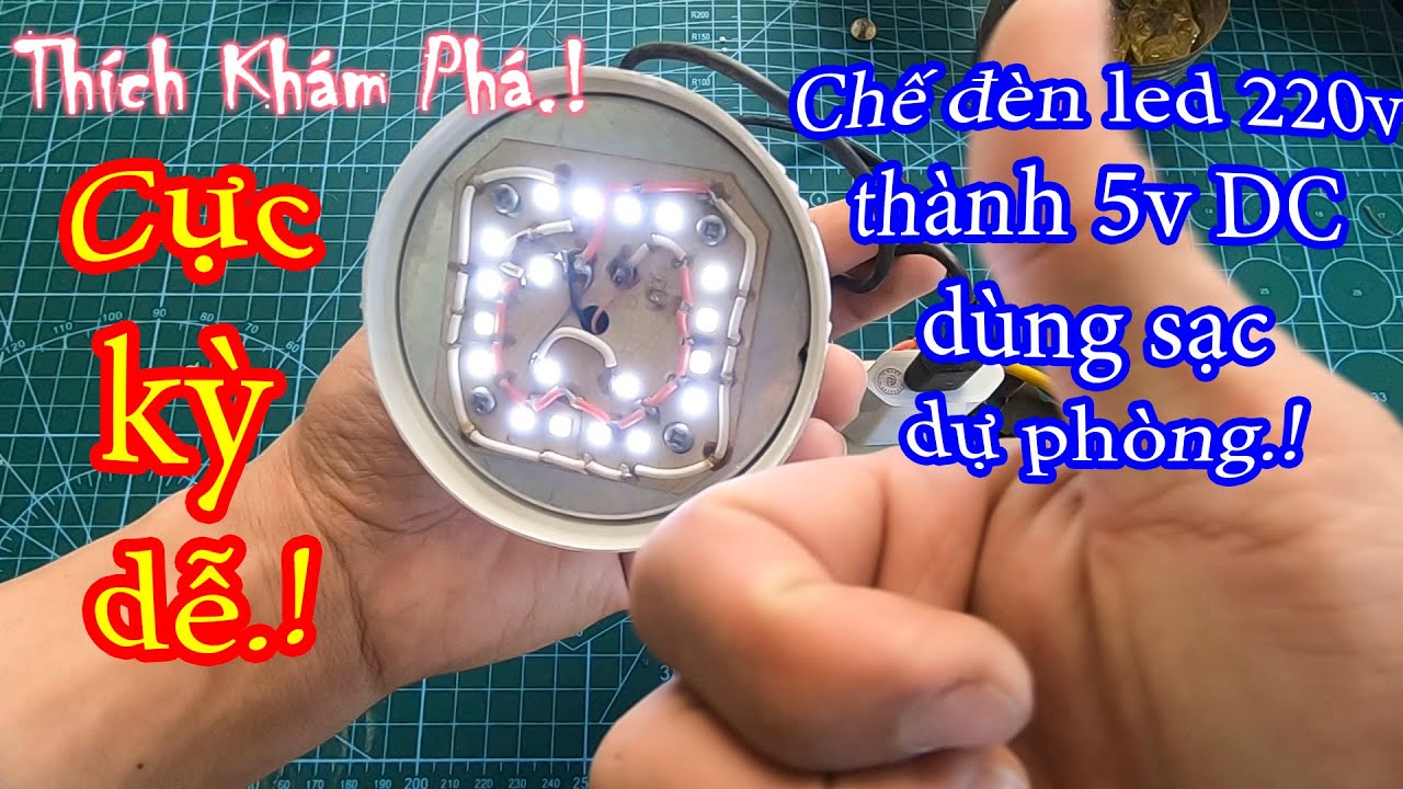 Cách chế đèn led 220v thành 5v DC đơn giản nhất | How to make 220v led lights into 5v DC easiest