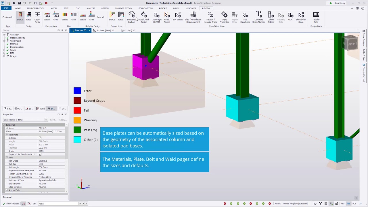 Simple column base plate workflow and design