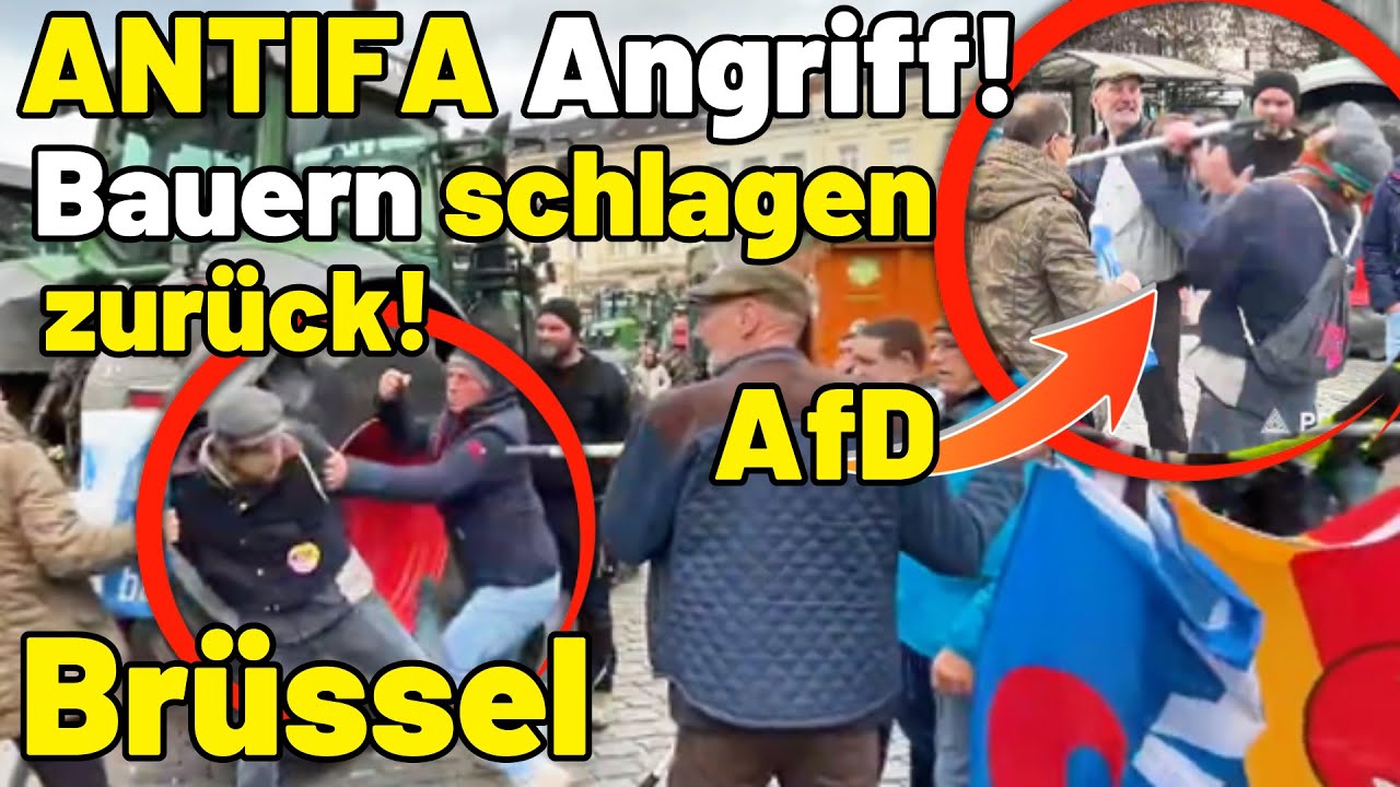 ANTIFA greift AfD Bauern an 😱 Landwirte schlagen hart zur&uuml;ck! Eskalation bei Bauernprotest Br&uuml;ssel