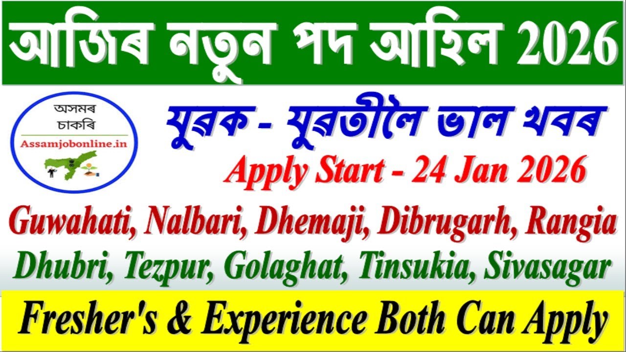 Private Jobs Assam 2026 l All Assam Jobs Today 2026 l Assam Jobs 2026 l