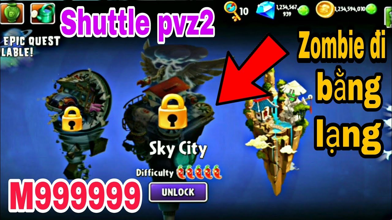 Plants vs Zombie 2 Shuttle Mastery 999999 in map Sky City #Plantsgamer#pvz2#Shuttle