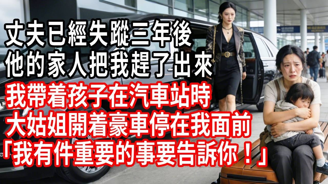 丈夫已經失蹤三年後，他的家人把我趕了出來。我帶着孩子在汽車站時，大姑姐開着豪車停在我面前，「我有件重要的事要告訴你！」#情感故事 #人生感悟 #生活经验