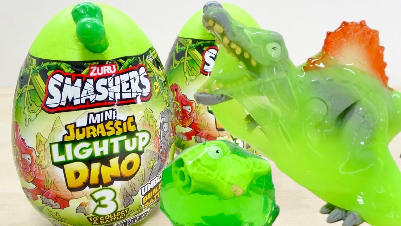 スライムからパーツを取り出して恐竜2体を組み立て! SMASHERS MINI JURASSIC LIGHTUP DINO
