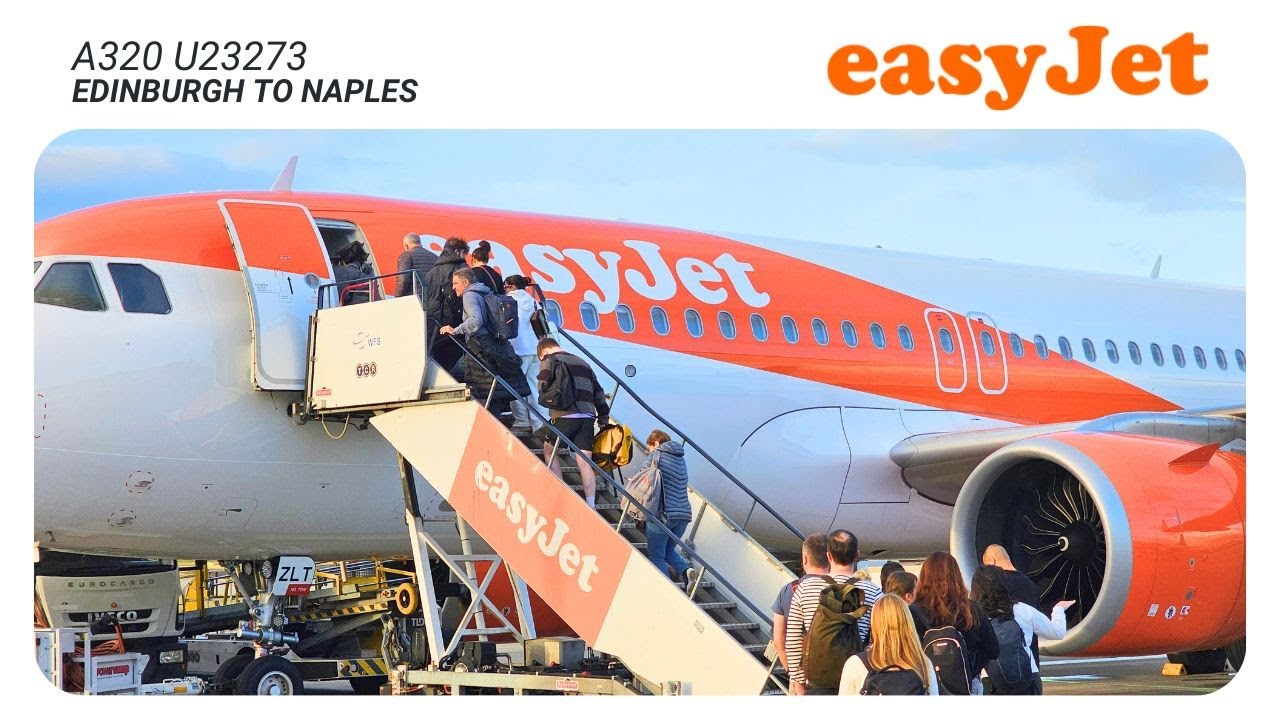 EasyJet | Edinburgh to Naples | Stunning Sunset | Naples's Beautiful Night View | A320 U23273