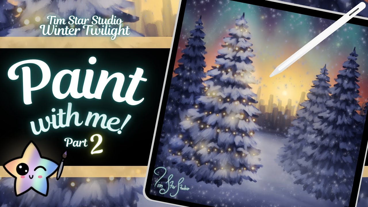 ❄️🎄EASY Winter Landscape Tutorial : COZY Digital Art painting Part Two Winter. Twilight🎄❄️
