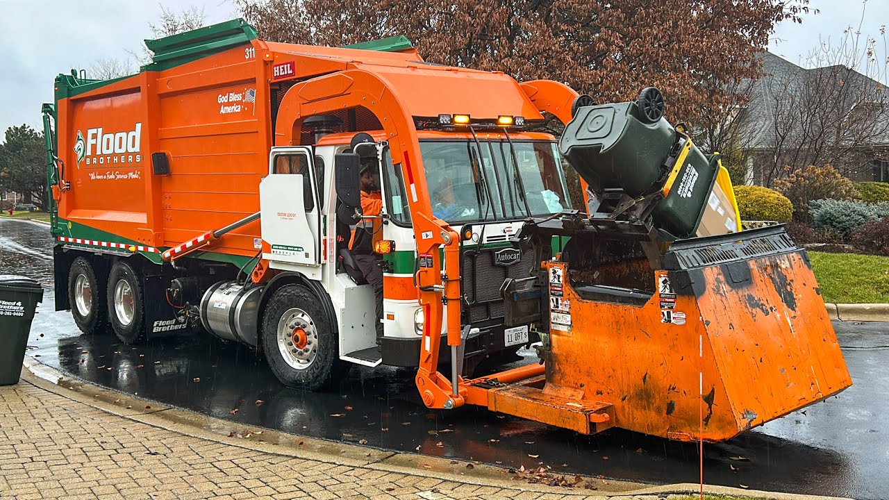 First Day on Route! Flood Brothers Autocar Heil Curotto Can Garbage Truck