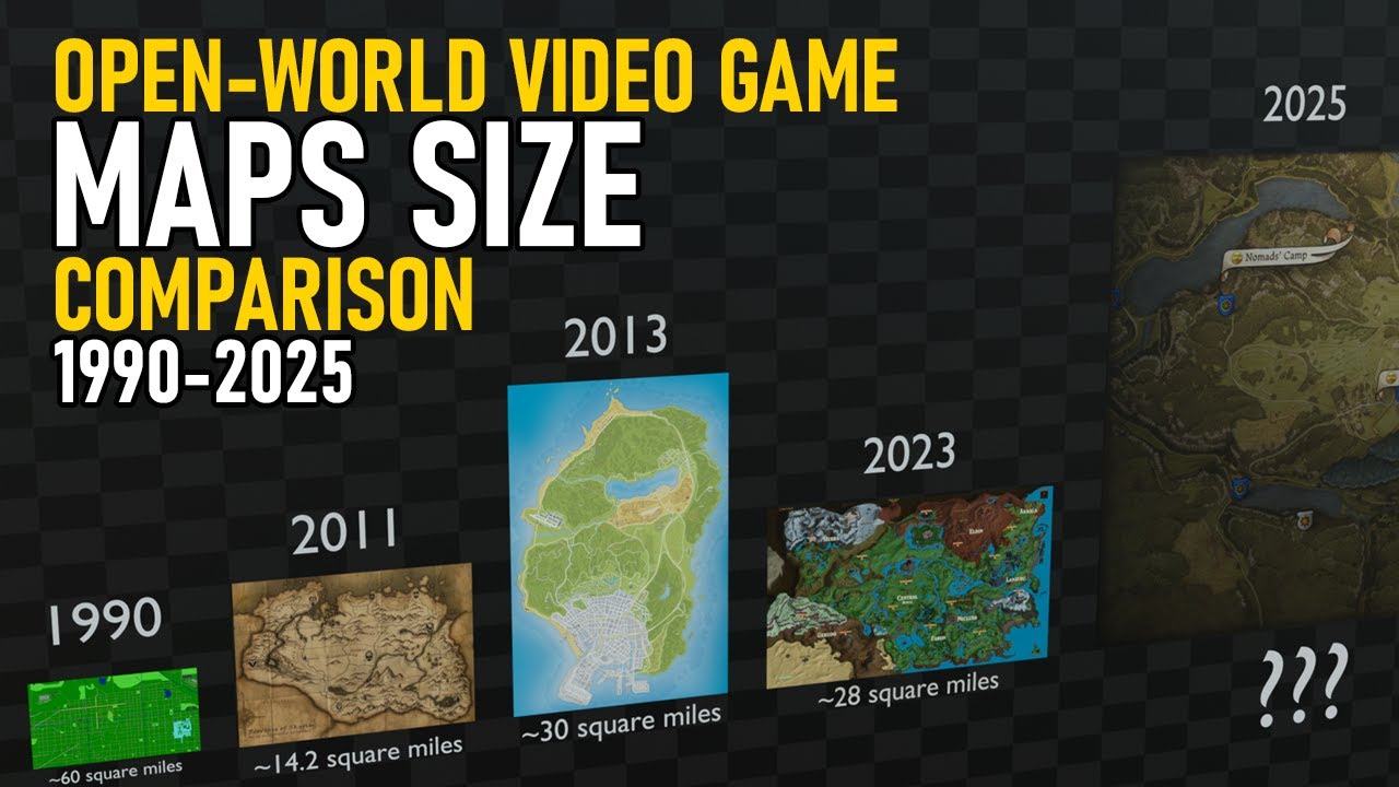 The Evolution of Open-World Game Maps (1990-2025) &ndash; Size Comparison