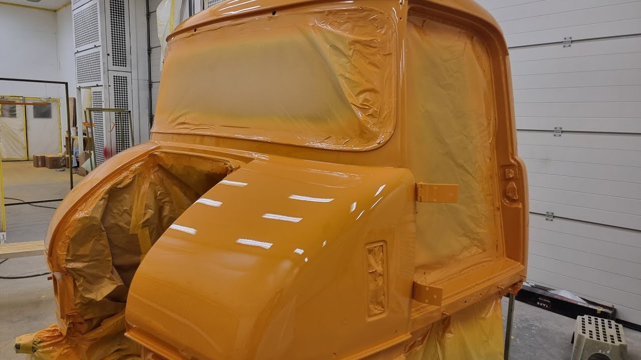 1960 Thames Trader cab painted in PPG Delfleet. Wimpey yellow.
