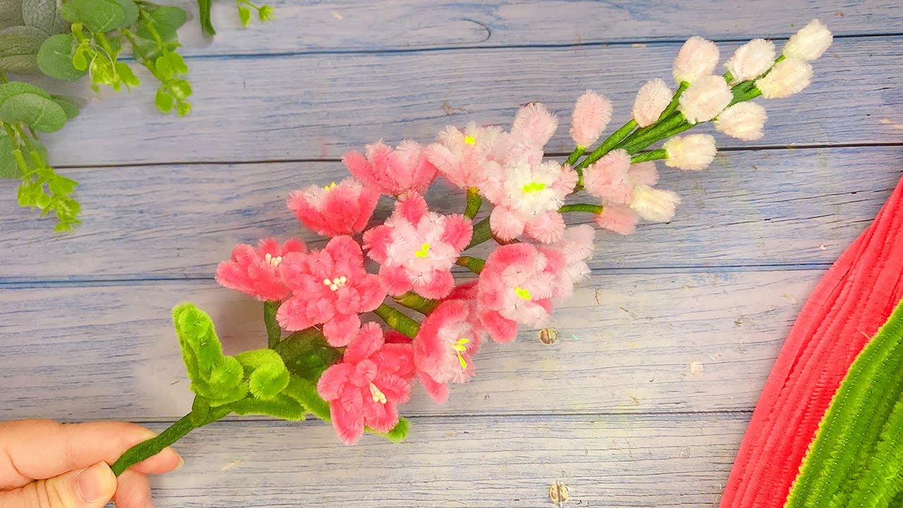 Diy Beautiful Handmade Pipe Cleaner Delphiniums Flower - Handmade Home Decor - Chenille Wire Flower