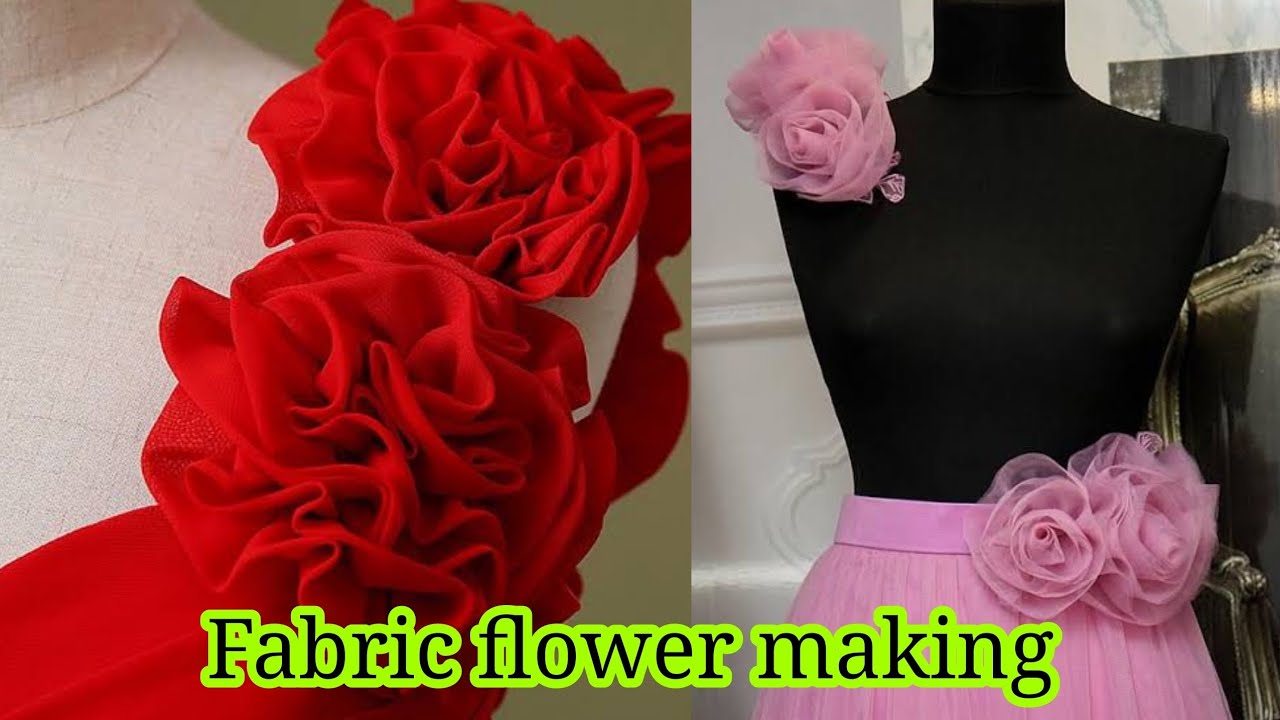 how to make fabric flower for kids frock in tamil/ fabric rose making simple method in tamil