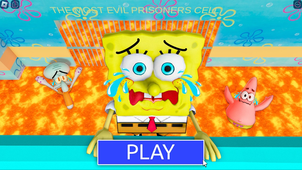 SPONGEBOB, SQUIDWARD, PATRICK in LAVA MODE! PRISON RUN BARRY! #Roblox #obby