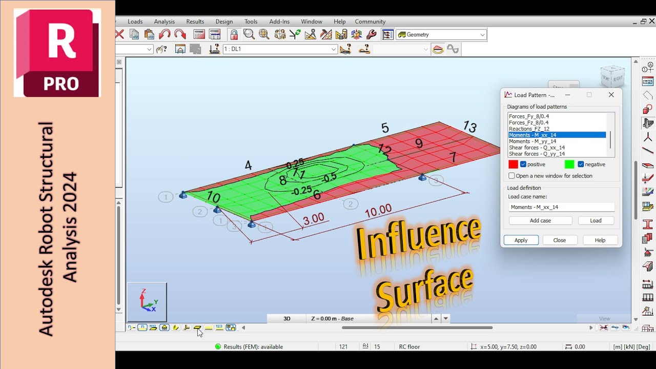 Понимание поверхностей влияния в Autodesk Robot Structural Analysis Professional