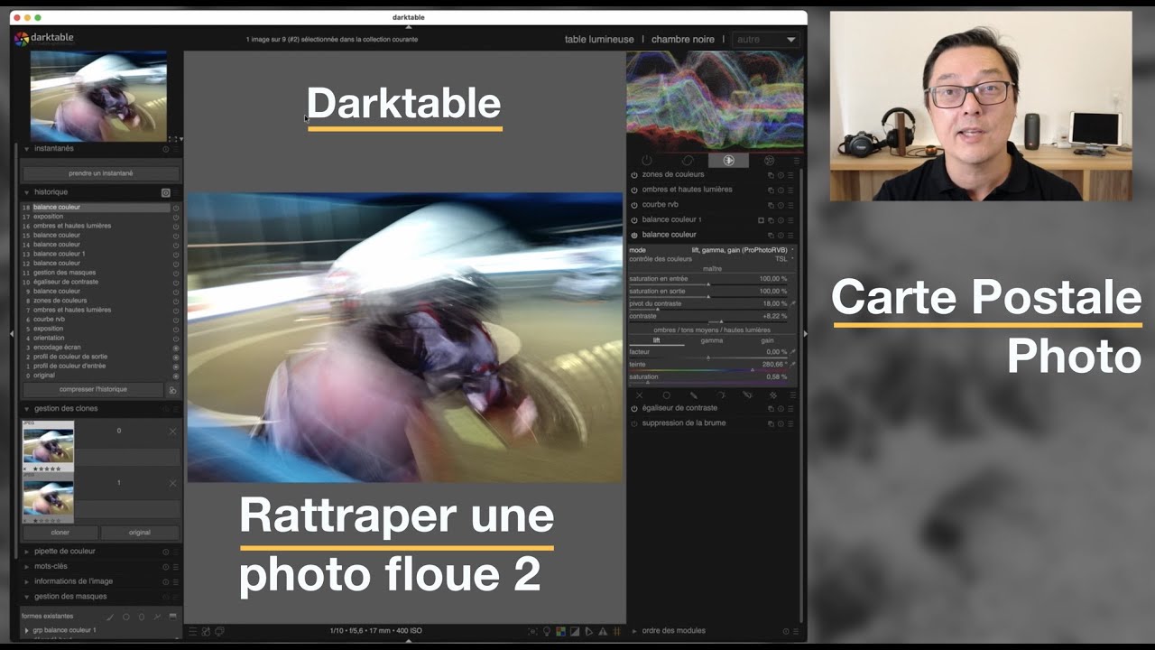 Rattraper une photo floue avec darktable : tout en couleur !
