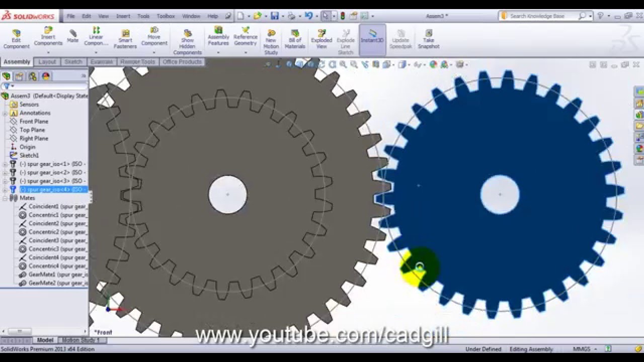 Compound Gear Train - Video Tutorial SolidWorks