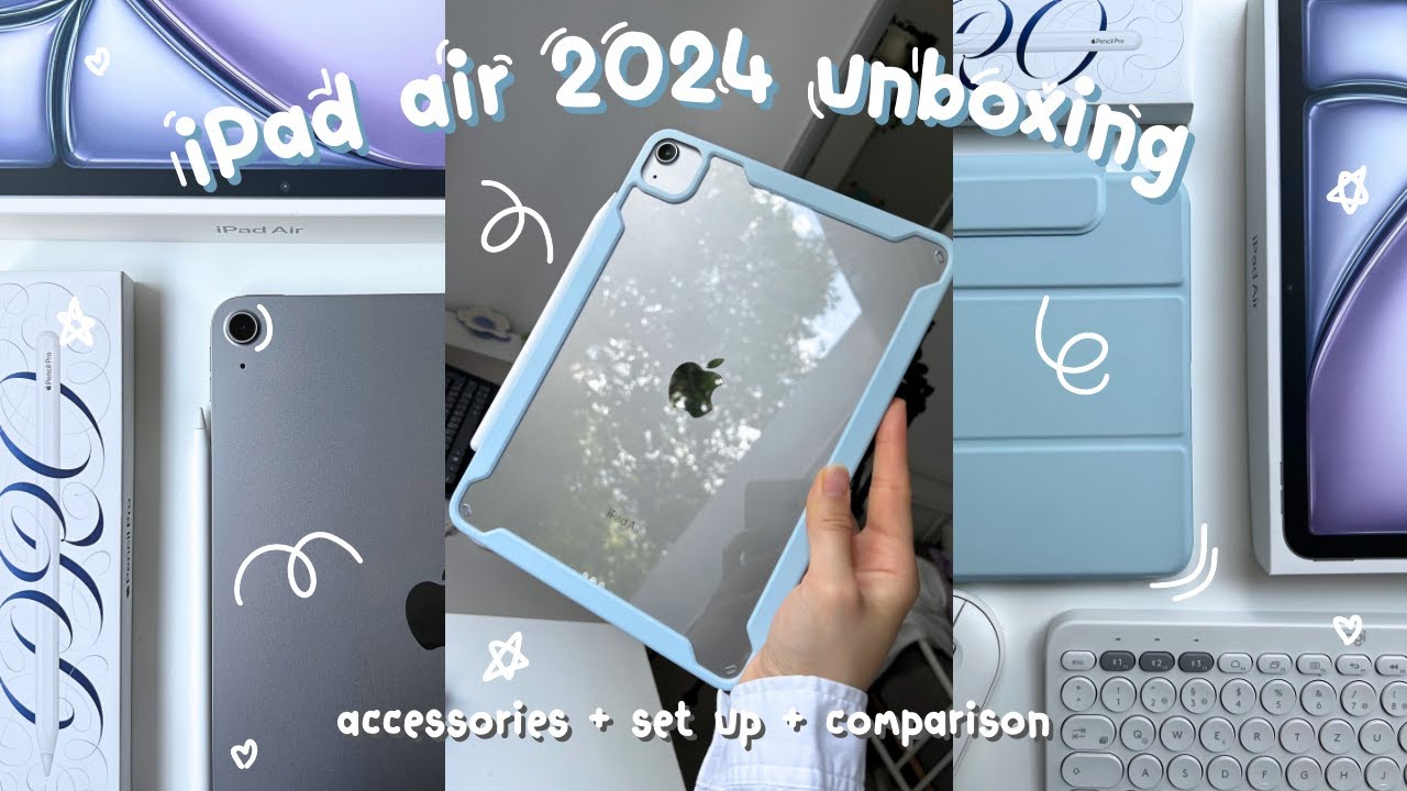 iPad Air 2024 & Pencil Pro Unboxing | Aesthetic + Accessories + Set Up + Comparison + iPad Air M2
