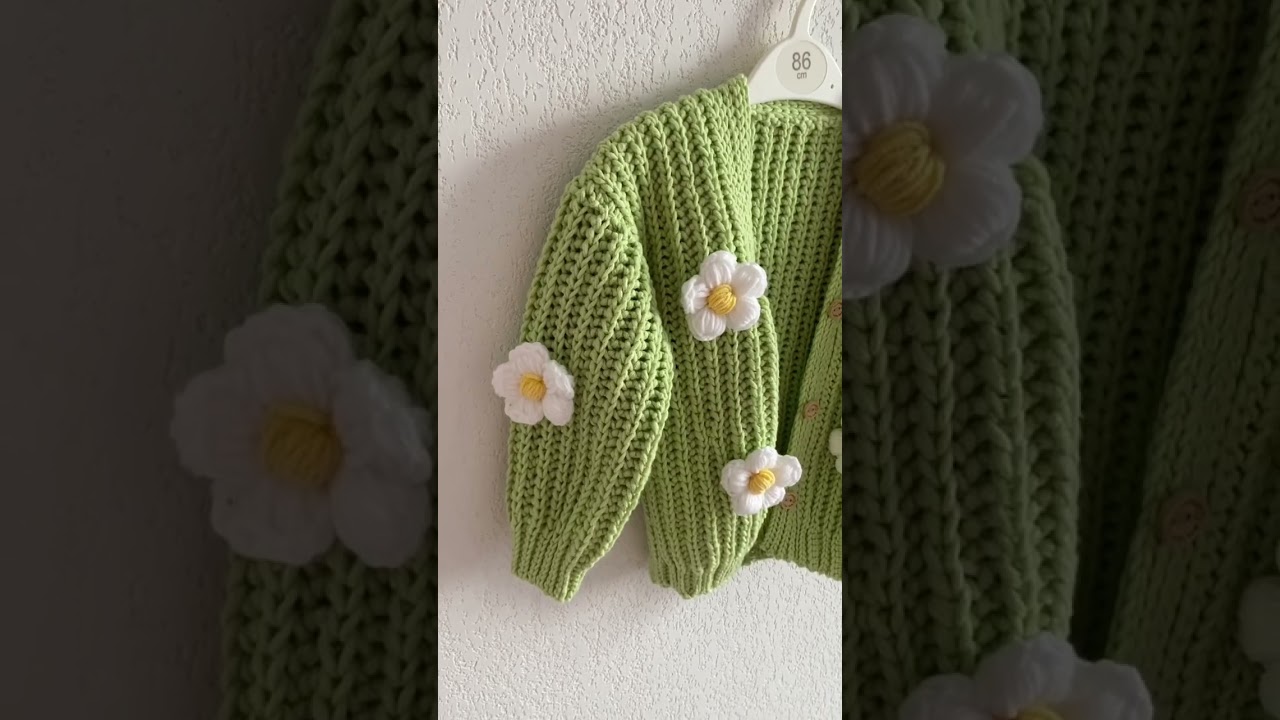 Cardigan au crochet &agrave; fleurs pour enfant | puffy flower cardigan