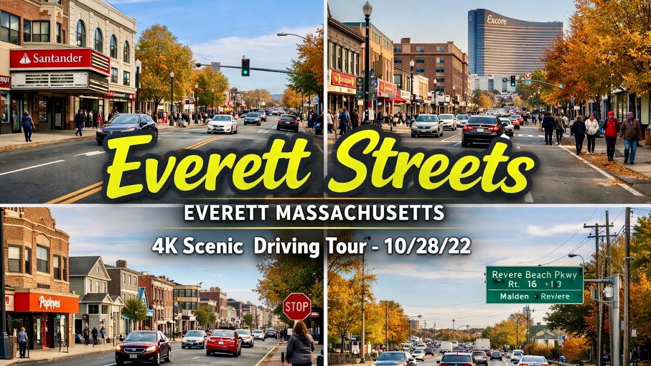 🚖 Everett Streets | Everett  Massachusetts | 4K Scenic  Driving Tour - 10/28/22