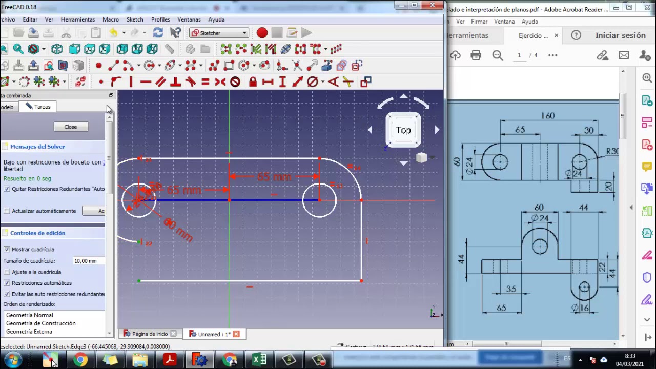 Interpretación de planos y modelado 3d en Freecad