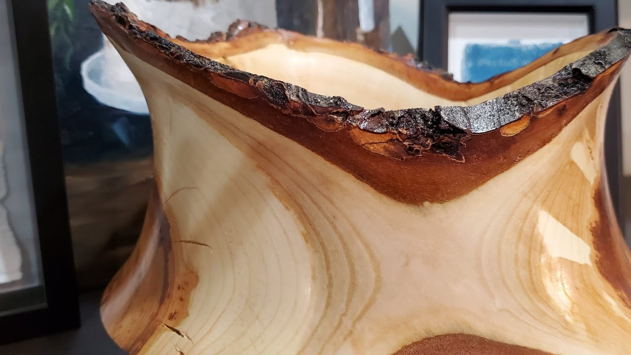 Cherrywood Bowl, wood turning by hand, lathe. New shape idea for a vase / bowl.  ArtForOUR.org