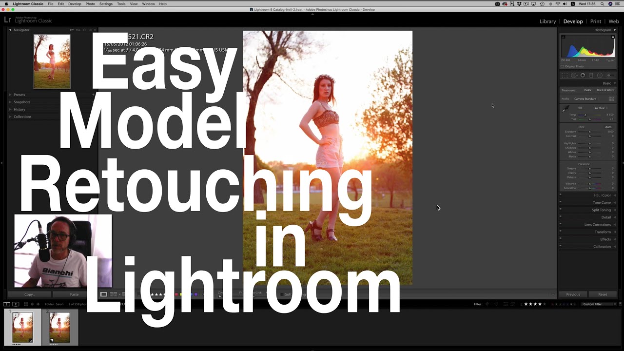 Model Retouching in Lightroom Outdoor Sunset