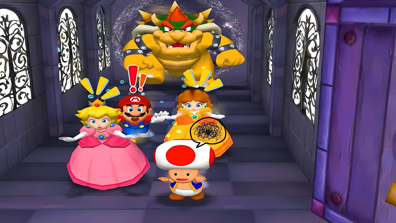 「マリオパーティ5」ミニゲームバトル：ピーチVSキノピオVSデイジーVSマリオ（CPUたつじん）