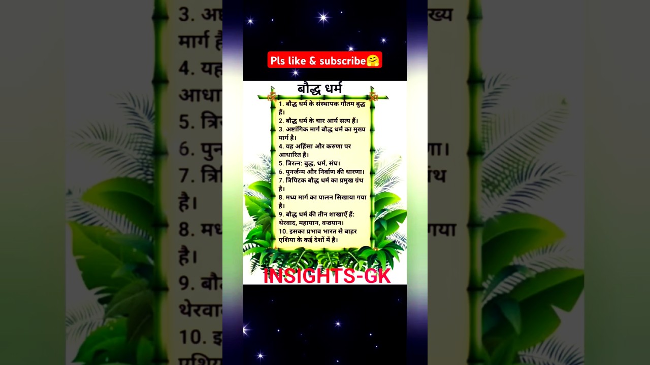 बौद्ध धर्म - Bullet Points I INSIGHTS-GK I @INSIGHTS1979 I #bauddhdharm #buddhism #history #india