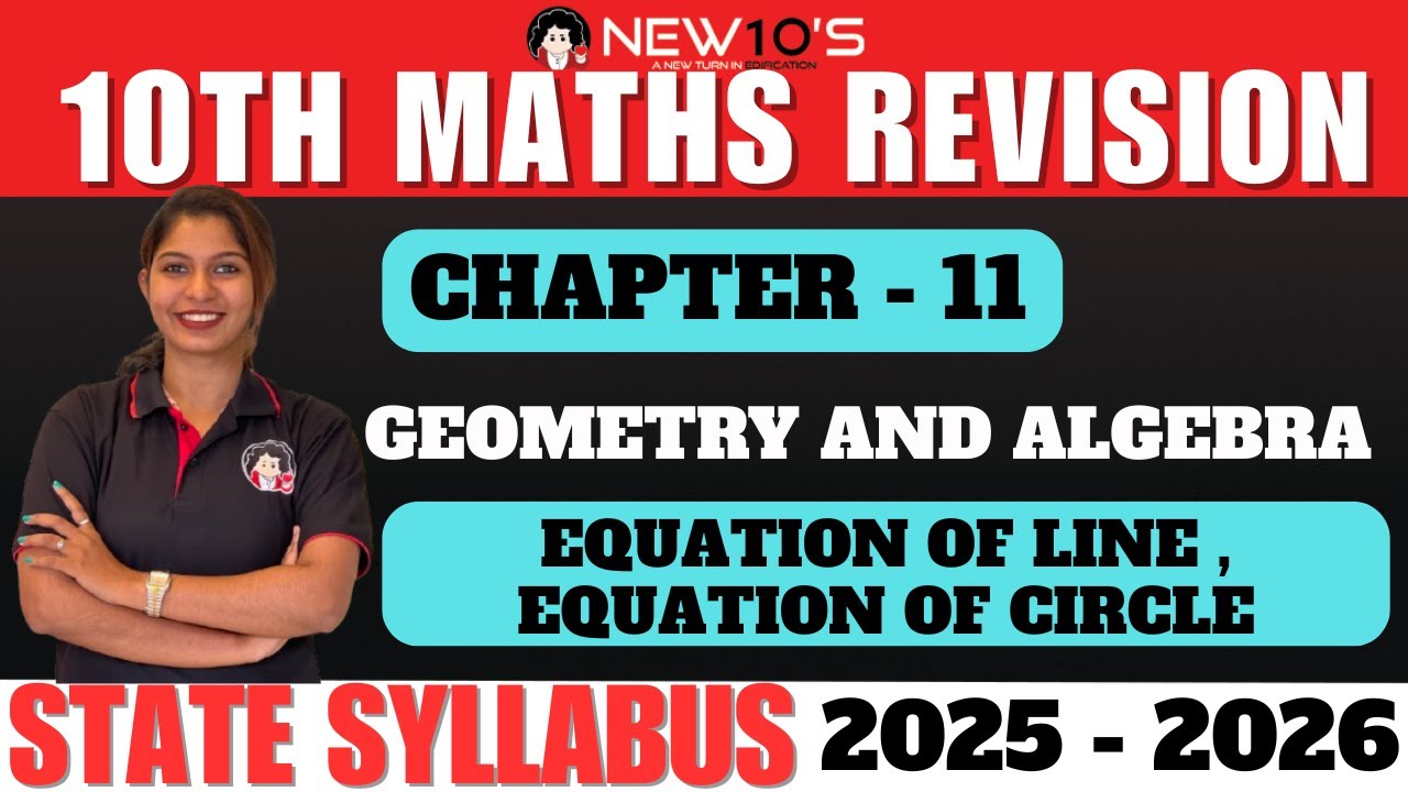 10TH MATHS || CHAP 11  || GEOMETRY AND ALGEBRA|| equation of line ,equation of circle || RESHMA MISS