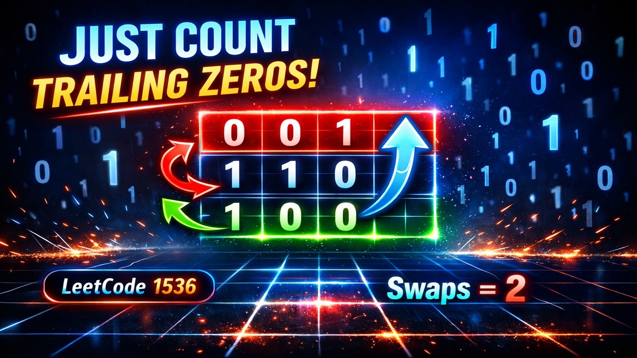 LeetCode 1536 Explained | Minimum Swaps to Arrange Binary Grid | Greedy + Bubble Strategy