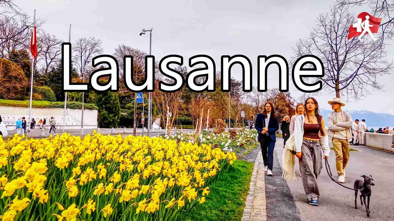 Switzerland 🇨🇭 Lausanne Enjoy Spring Walk in Swiss City Walking Tour 4K