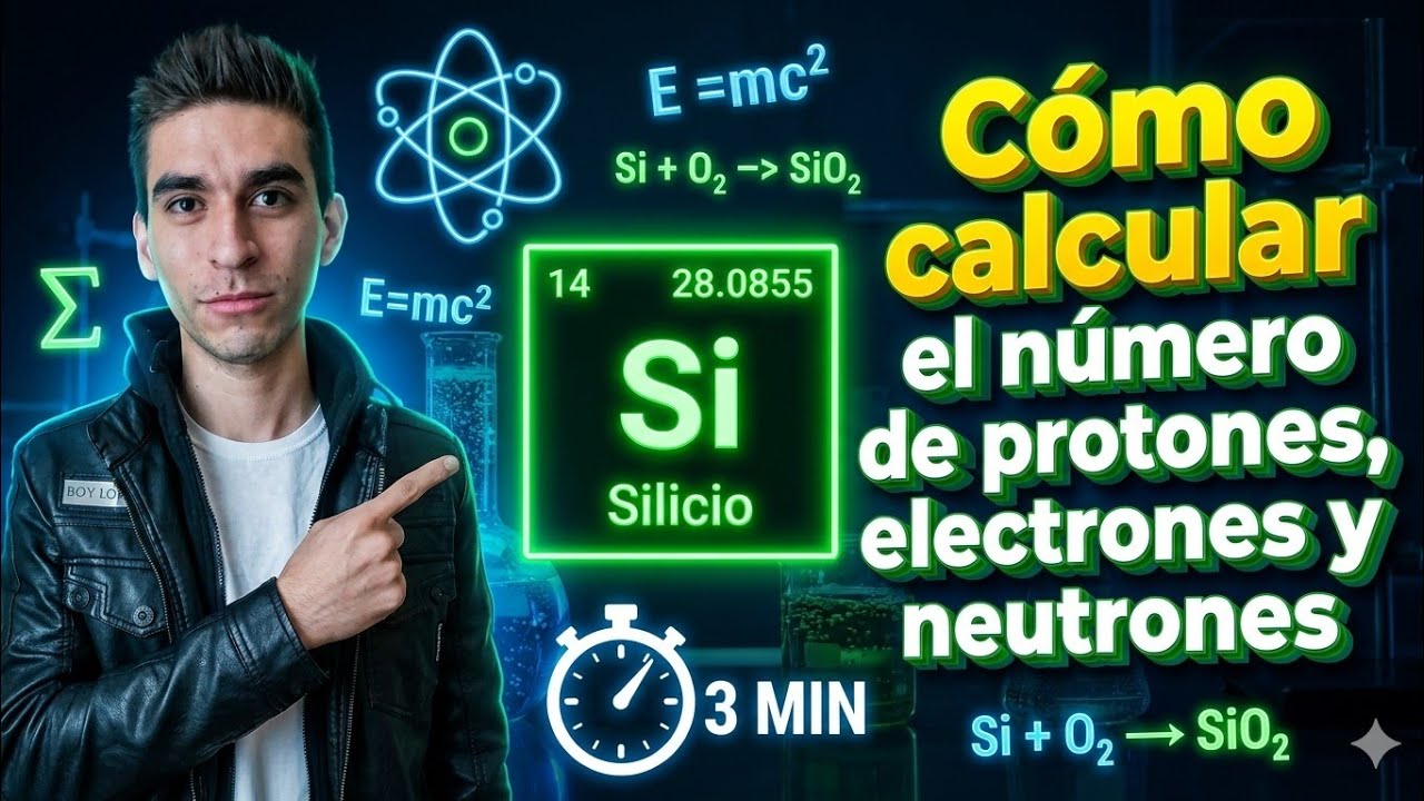 N&uacute;mero de protones, electrones y neutrones del elemento SILICIO