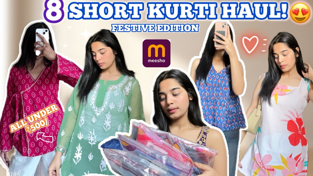 Affordable short kurti haul🛍️ everything under 500😍#meeshohaul #shortkurti #meesho 