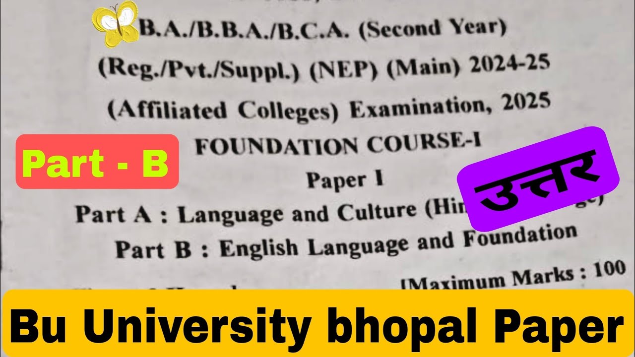 english language and Culture ba Bsc Bcom Bba Bca 2nd Year foundation paper solve bu university 2025