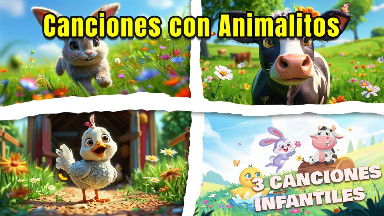 Canciones para Niños Divertidas y Alegres con Animalitos 🐣🎶 | Tres Canciones Infantiles para Bailar