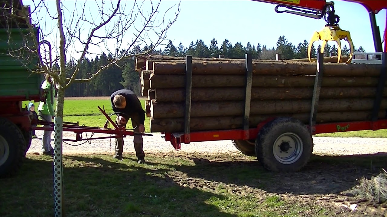 Holz von Sturm "Sabine" verladen und ins Mobilsägewerk bringen, Teil 5