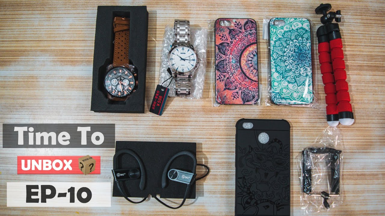 Mini Flexible Tripod,Qkz Sports Wireless Earphone,Skemi Watch And Many More  | Time To Unbox Ep:10 |