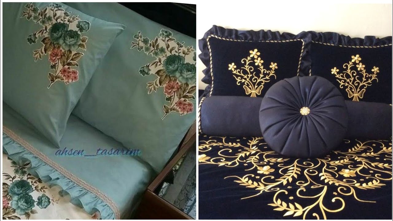Luxurious Hand Embroidered Bedsheets Design Collection//Bridal  Bedsheets