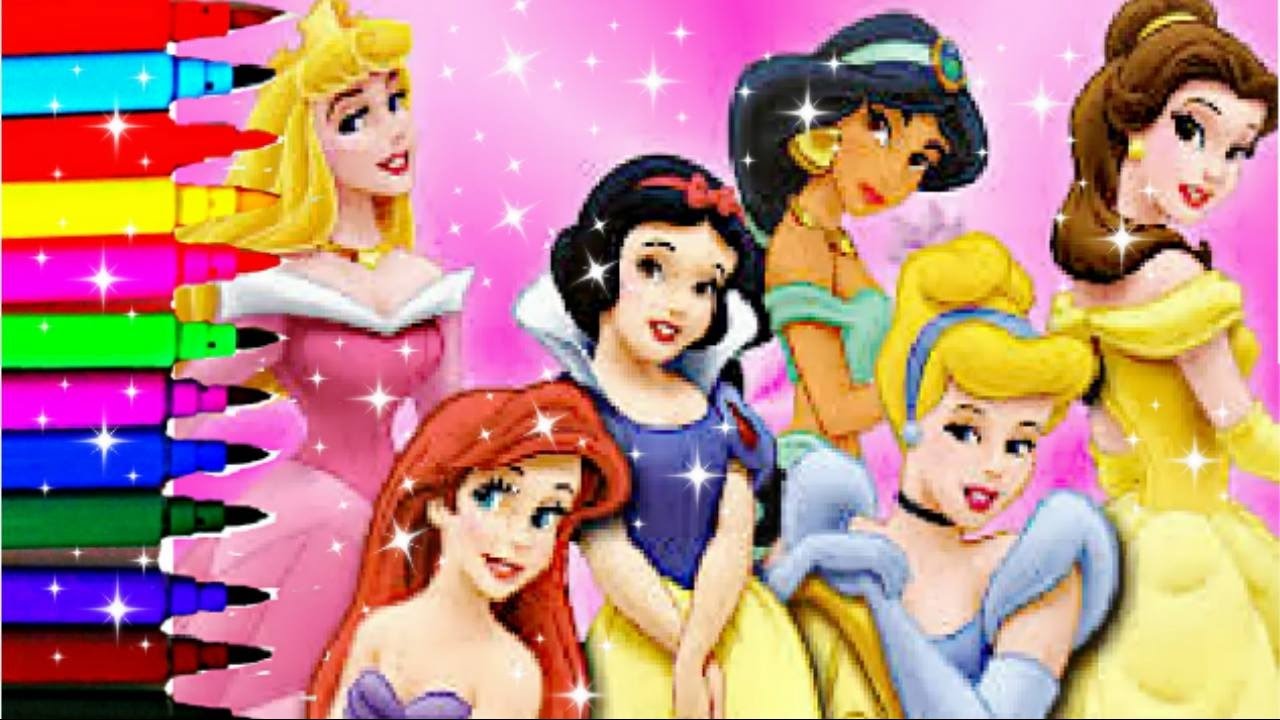 Disney Princess Coloring Book Pages Princess Aurora Ariel Snow White Jasmin Cinderella Belle Tiana