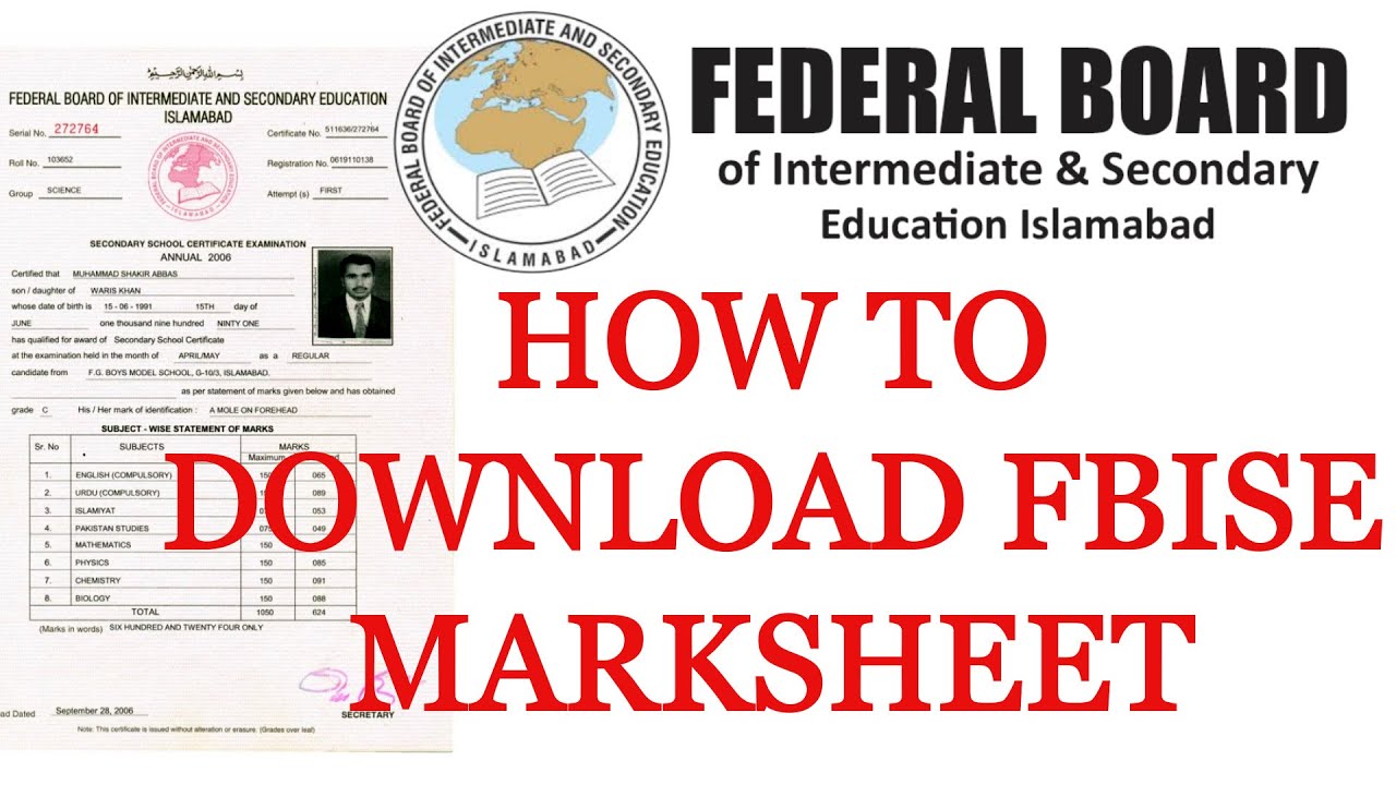 HOW TO DOWNLOAD FBISE MARKSHEET