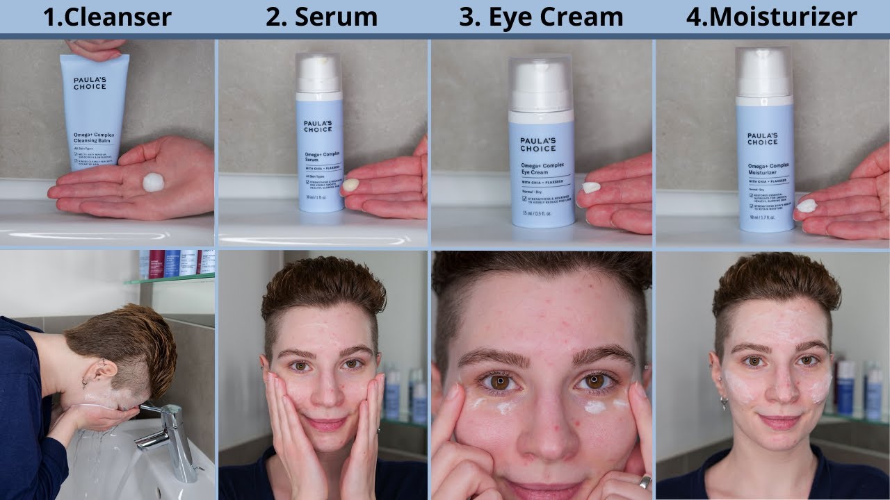 How to use Paula's Choice Omega+ Complex Cleanser, Serum, Eye Cream and Moisturizer