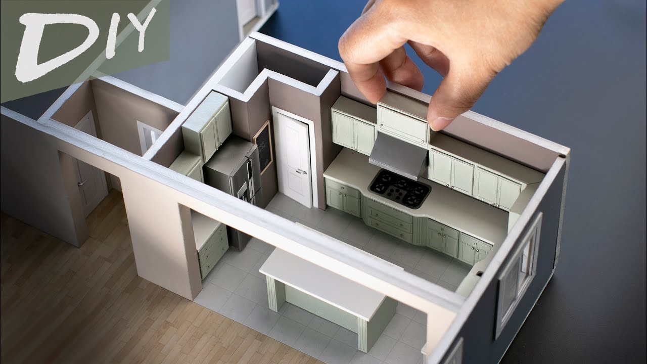 DIY Miniature Kitchen For Doll House｜Paper Craft｜Craft Therapy｜纸艺微缩厨房｜疗愈手作