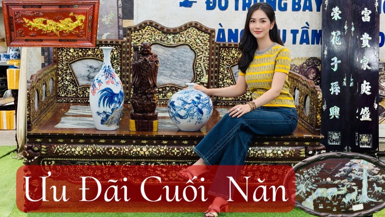 Sập Gỗ Gõ Sâu Tuổi, Trường Kỷ Đại & Tranh Gỗ Lim | Ưu Đãi 19/1 Mỹ Ngân - Đồ Xưa Mekong