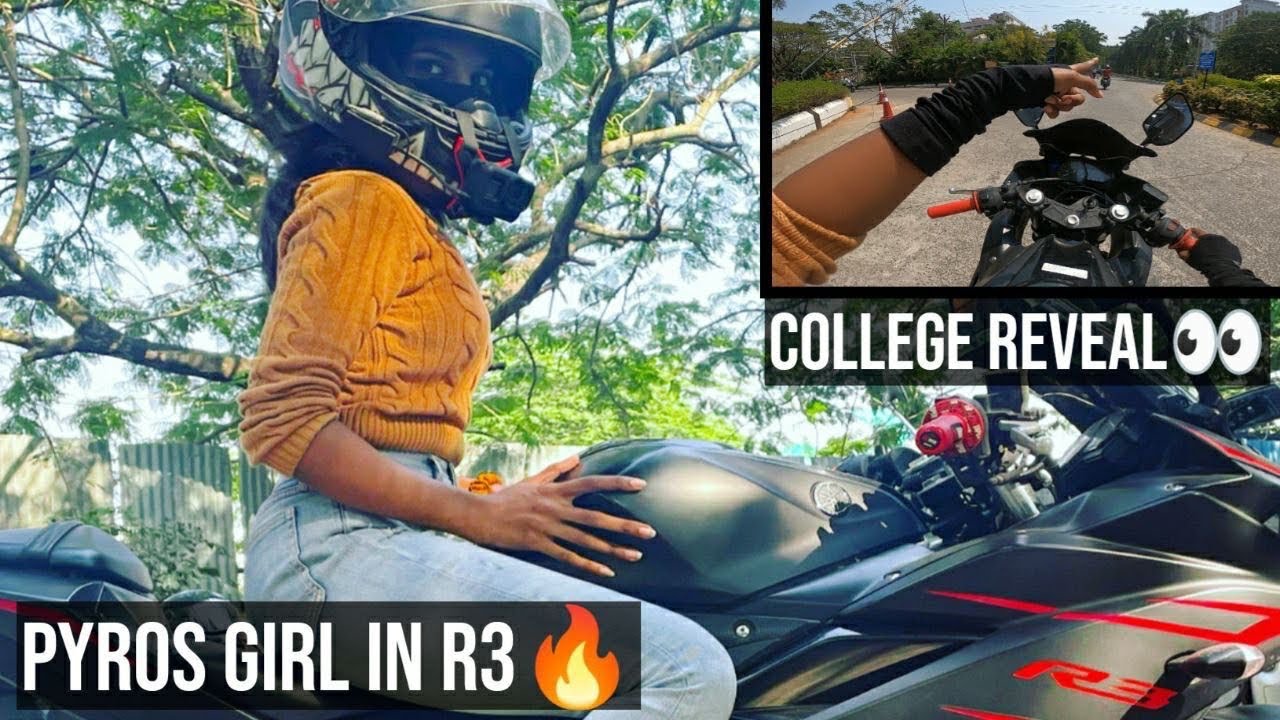 Pyros girl college reveal🎉| Yamaha R3 ride🔥| pyrosgirl❤️| #pyrosquad