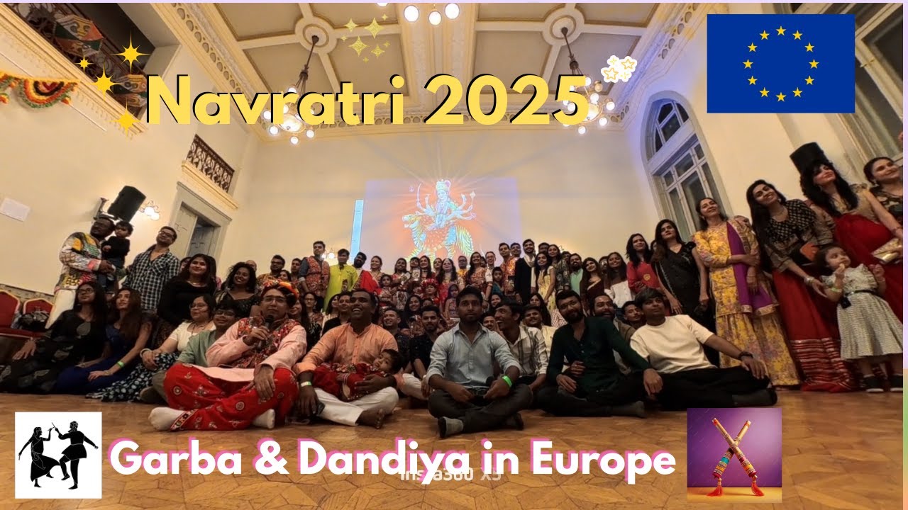 Navratri 2025 in Europe 🇪🇺 | Garba & Dandiya Night Celebration 💃🕺#tejisbahadur #garba #dandia#gujju