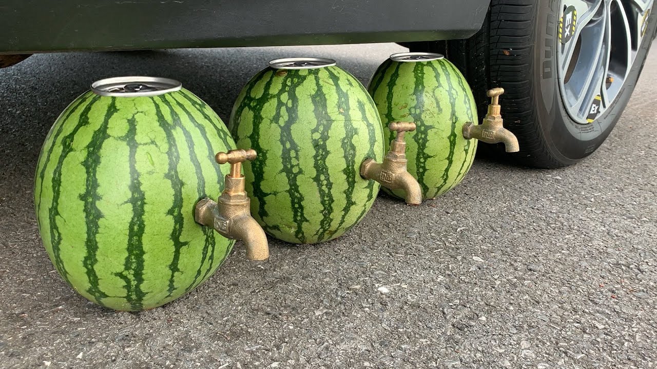 Watermelon Juice, Coca cola, Fanta, Sprite vs Mentos | Top 25 Crushing Crunchy & Soft Things by Car