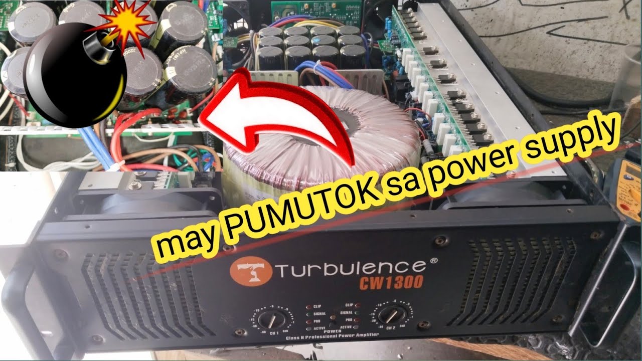 TURBULENCE CW1300 POWER AMPLIFIER, MAY PUMUTOK SA POWER SUPPLY,,PAANU AYUSIN
